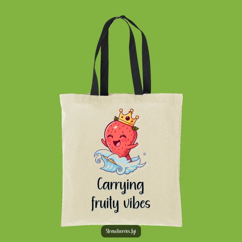 Funny Laughing Strawberry Tote Bag - Carry Your Fruit Wave Fun!
