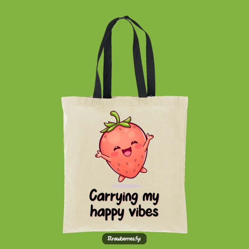 Funny Kawaii Strawberry Leap Tote Bag: Carry Your Joyful Berry Character Everywhere Gift