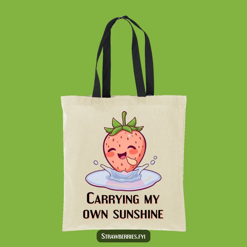 Funny Giggling Strawberry Splashing Tote - Durable & Cute Fruit Bag Funny Gift