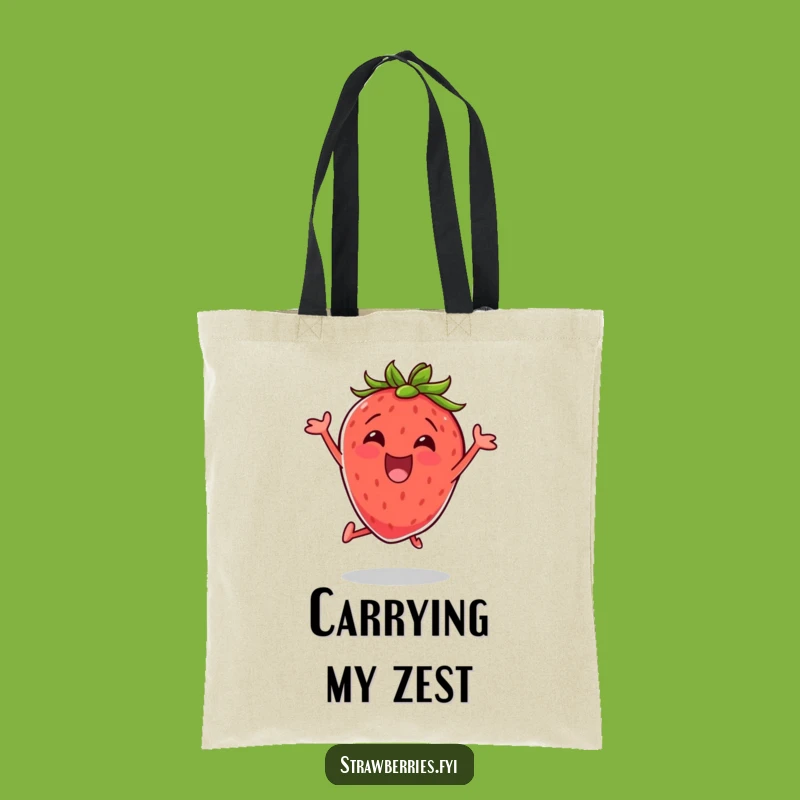 Funny Excited Strawberry Tote Bag Carry Your Energy Everywhere With Fun