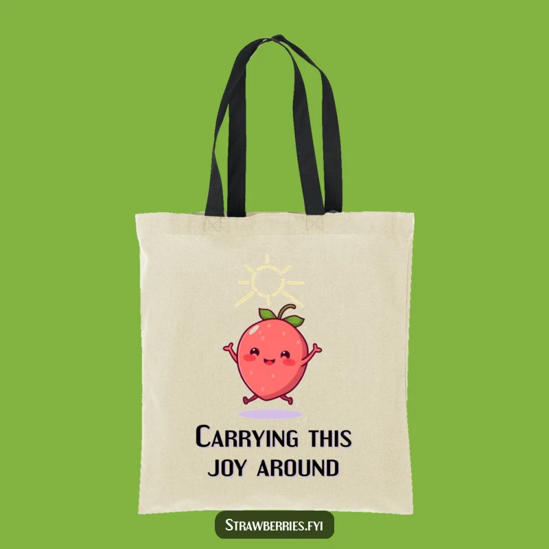Funny Cheerful Kawaii Strawberry Dancing Tote Bag - Carry Your Sunshine