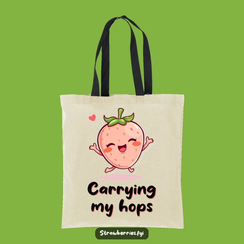 Funny Kawaii Strawberry Hop Tote Bag: Carry Your Joyful Steps