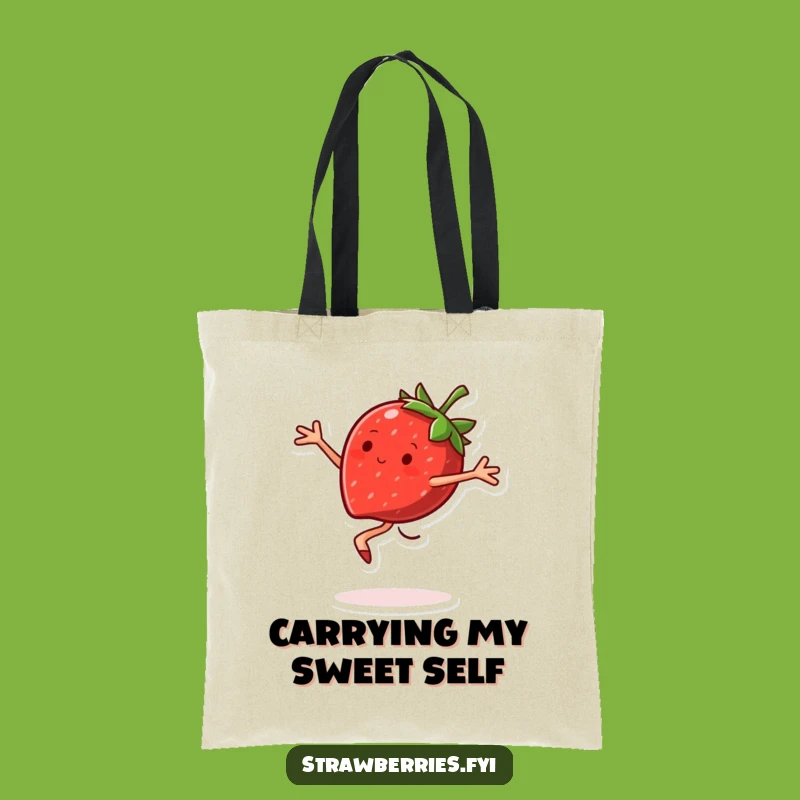 Funny Strawberry Pirouette Tote Bag: Carry Your Sweetness Everywhere!