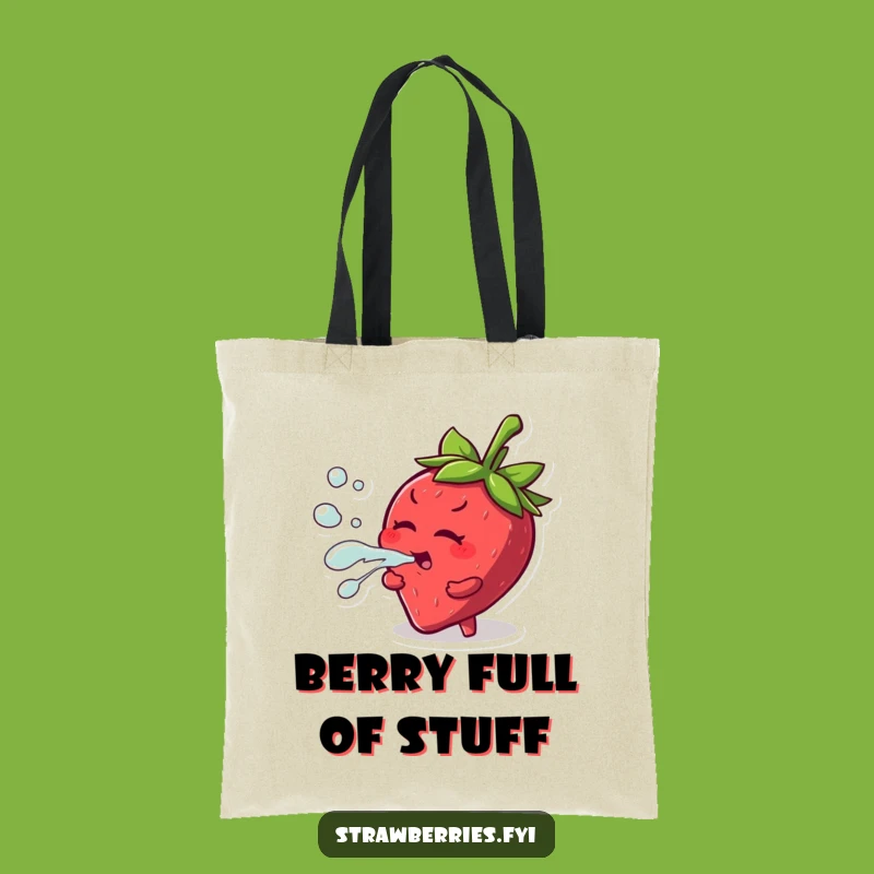Funny Strawberry Tote Bag: Juice Squirt Fun, Fruity Style Gift
