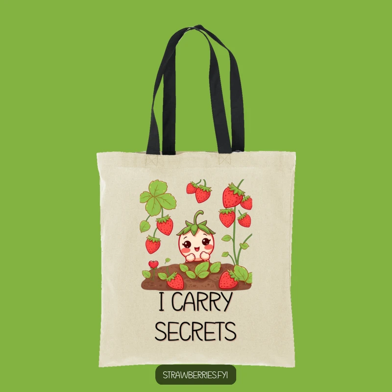 Funny Curious Strawberry Tote Bag: Carry Your Secrets and Snacks!