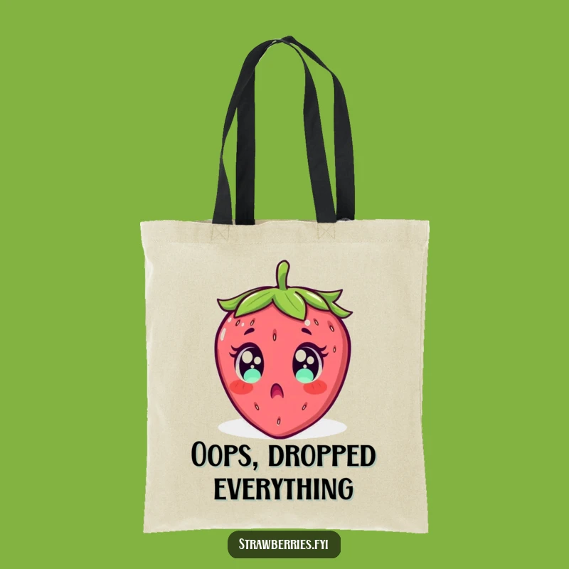 Funny Surprised Strawberry Falling Tote Bag - Carry Your Shock